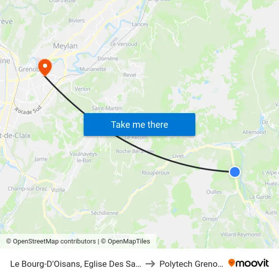 Le Bourg-D'Oisans, Eglise Des Sables to Polytech Grenoble map