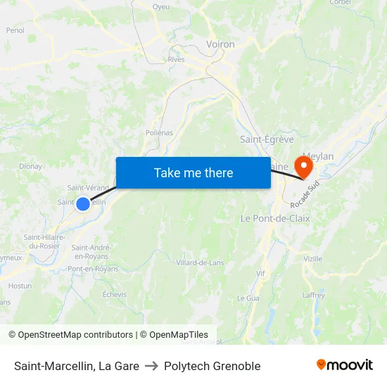 Saint-Marcellin, La Gare to Polytech Grenoble map