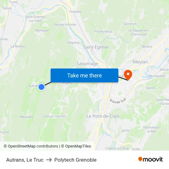 Autrans, Le Truc to Polytech Grenoble map