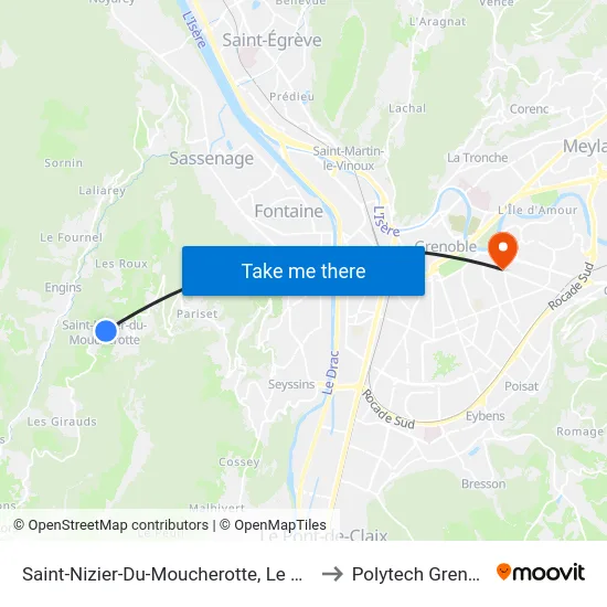 Saint-Nizier-Du-Moucherotte, Le Village to Polytech Grenoble map
