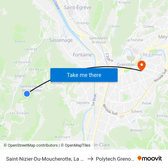 Saint-Nizier-Du-Moucherotte, La Tour to Polytech Grenoble map