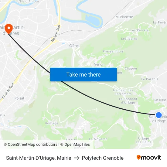 Saint-Martin-D'Uriage, Mairie to Polytech Grenoble map
