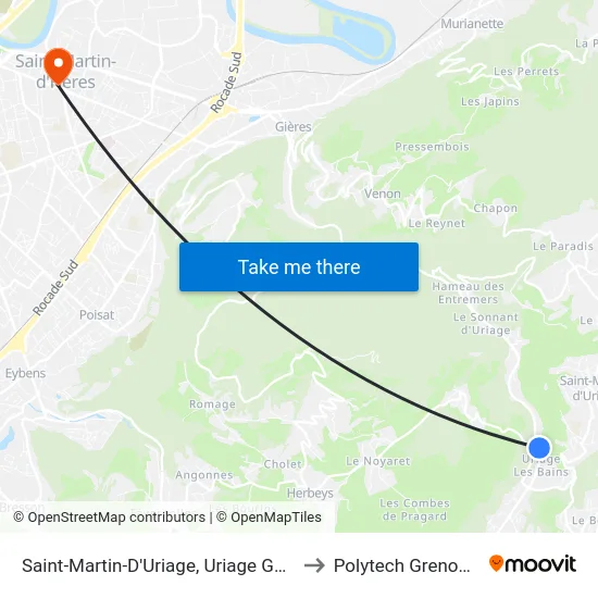 Saint-Martin-D'Uriage, Uriage Gare to Polytech Grenoble map
