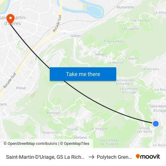 Saint-Martin-D'Uriage, GS La Richardiere to Polytech Grenoble map