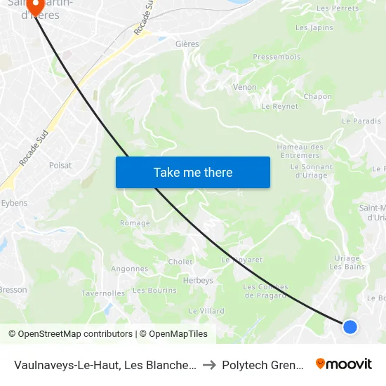 Vaulnaveys-Le-Haut, Les Blancheres 2 to Polytech Grenoble map