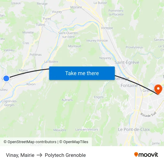Vinay, Mairie to Polytech Grenoble map