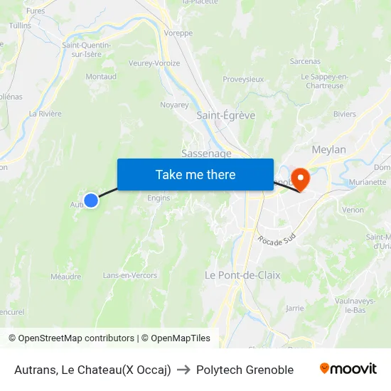 Autrans, Le Chateau(X Occaj) to Polytech Grenoble map
