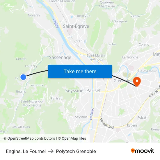 Engins, Le Fournel to Polytech Grenoble map
