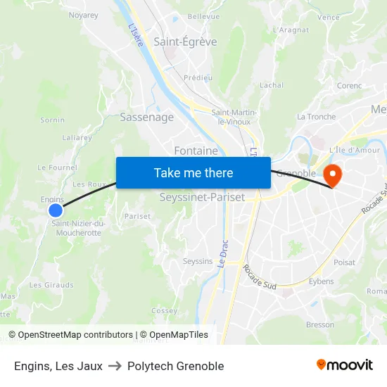 Engins, Les Jaux to Polytech Grenoble map