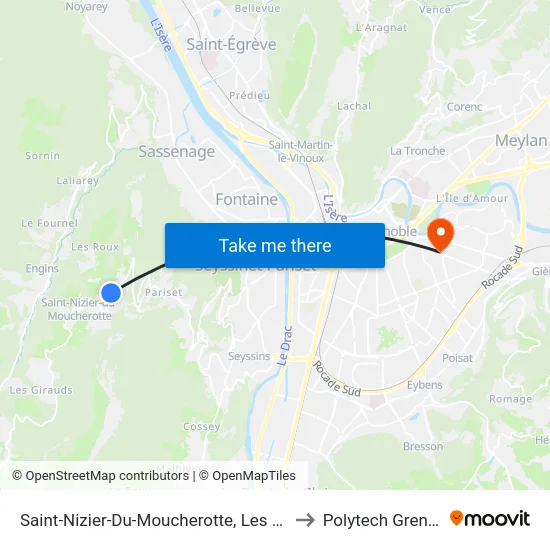 Saint-Nizier-Du-Moucherotte, Les Guillets to Polytech Grenoble map