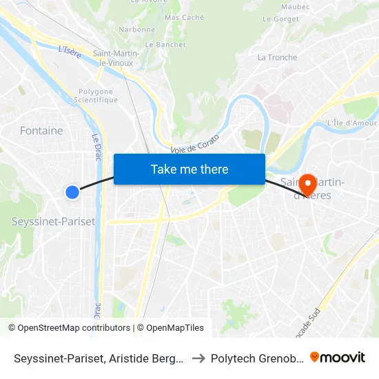 Seyssinet-Pariset, Aristide Bergès to Polytech Grenoble map