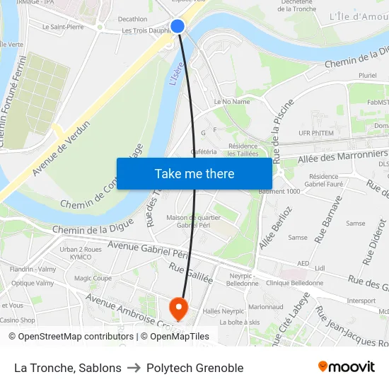 La Tronche, Sablons to Polytech Grenoble map