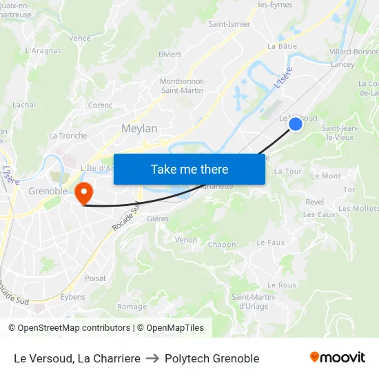 Le Versoud, La Charriere to Polytech Grenoble map