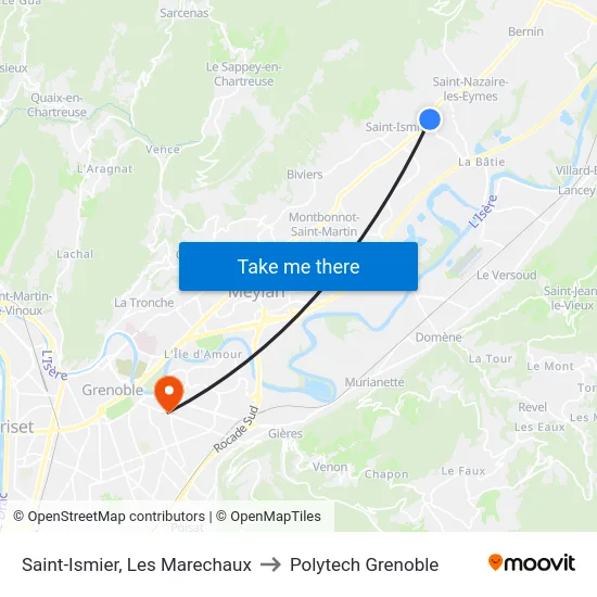 Saint-Ismier, Les Marechaux to Polytech Grenoble map