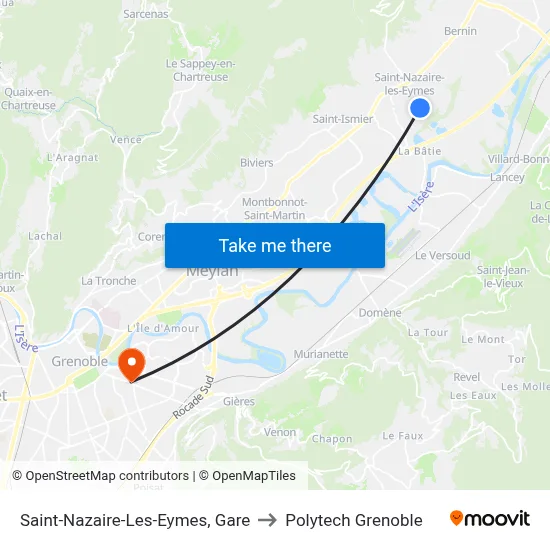 Saint-Nazaire-Les-Eymes, Gare to Polytech Grenoble map