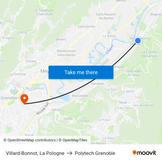 Villard-Bonnot, La Pologne to Polytech Grenoble map