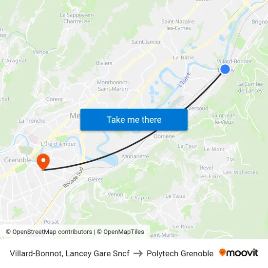 Villard-Bonnot, Lancey Gare Sncf to Polytech Grenoble map