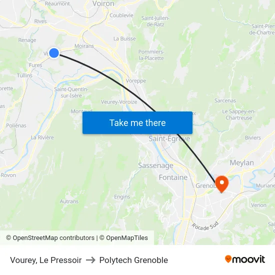 Vourey, Le Pressoir to Polytech Grenoble map