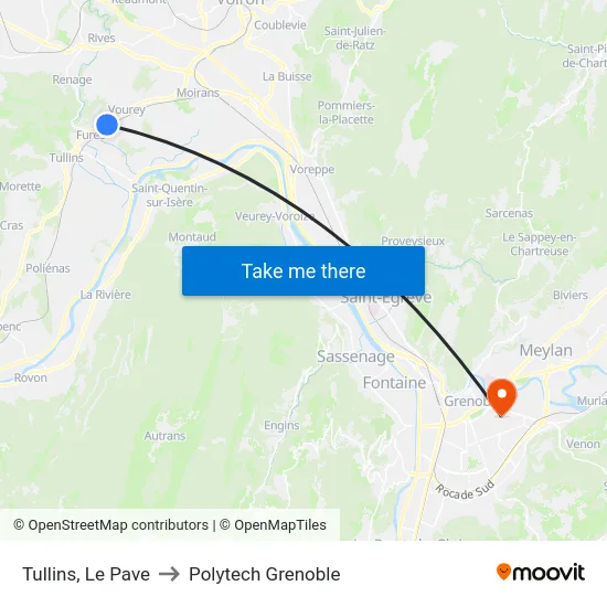 Tullins, Le Pave to Polytech Grenoble map