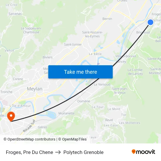 Froges, Pre Du Chene to Polytech Grenoble map