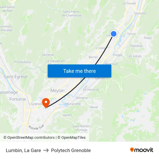 Lumbin, La Gare to Polytech Grenoble map