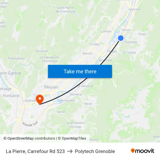 La Pierre, Carrefour Rd 523 to Polytech Grenoble map
