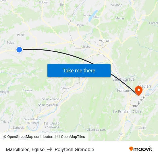 Marcilloles, Eglise to Polytech Grenoble map