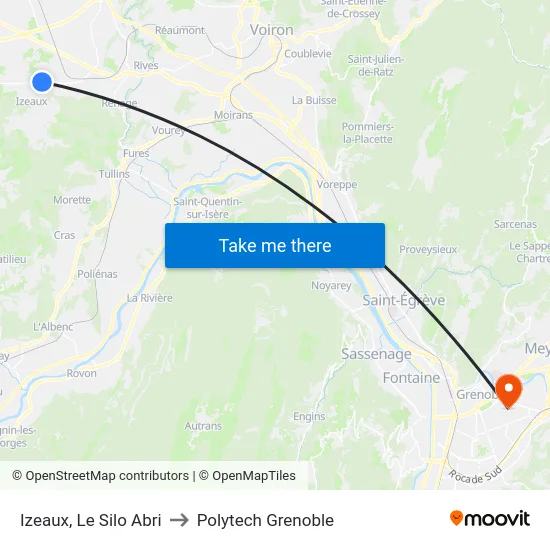 Izeaux, Le Silo Abri to Polytech Grenoble map