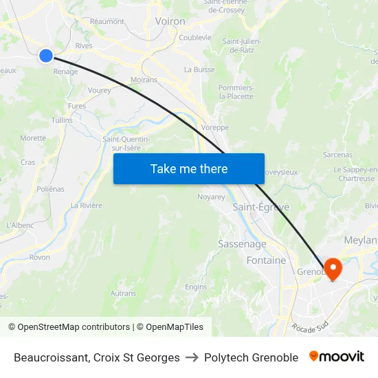 Beaucroissant, Croix St Georges to Polytech Grenoble map