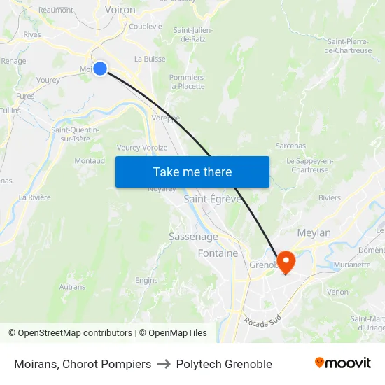 Moirans, Chorot Pompiers to Polytech Grenoble map