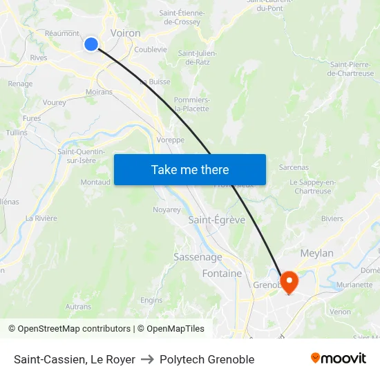 Saint-Cassien, Le Royer to Polytech Grenoble map
