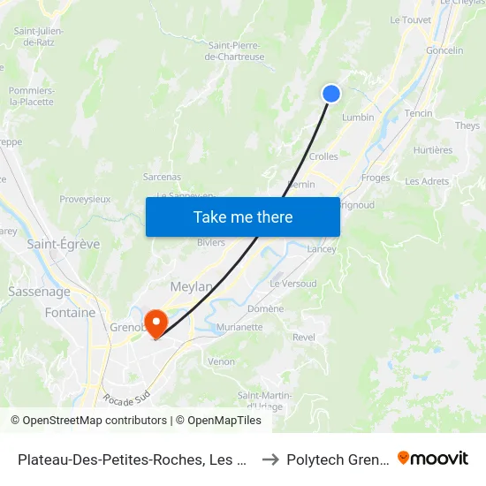 Plateau-Des-Petites-Roches, Les Chatains to Polytech Grenoble map