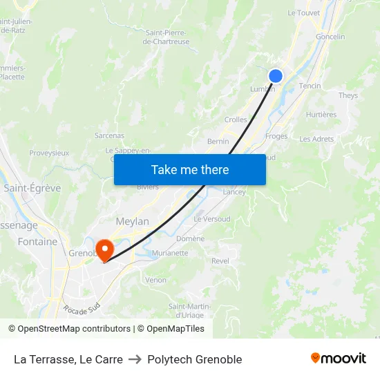 La Terrasse, Le Carre to Polytech Grenoble map