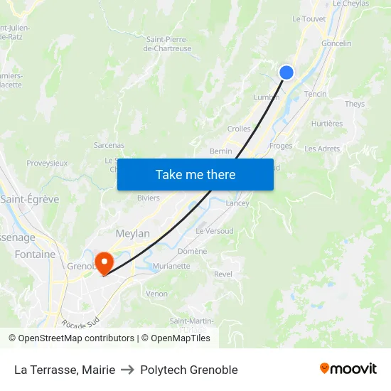 La Terrasse, Mairie to Polytech Grenoble map