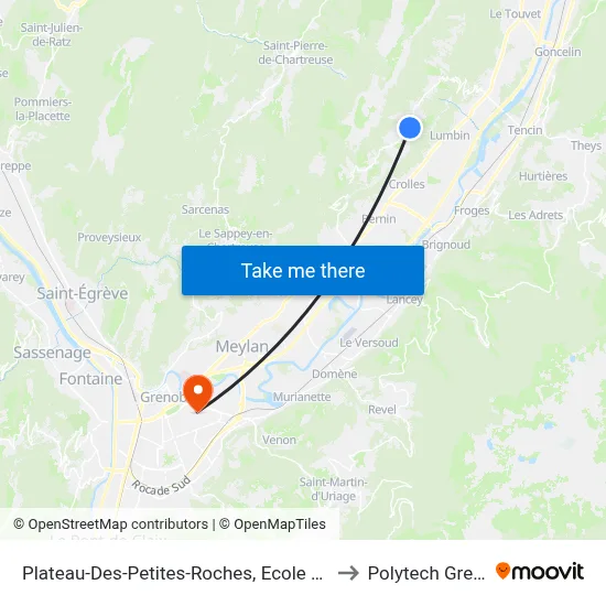 Plateau-Des-Petites-Roches, Ecole Des Gaudes to Polytech Grenoble map