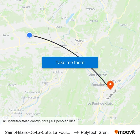 Saint-Hilaire-De-La-Côte, La Fournache to Polytech Grenoble map