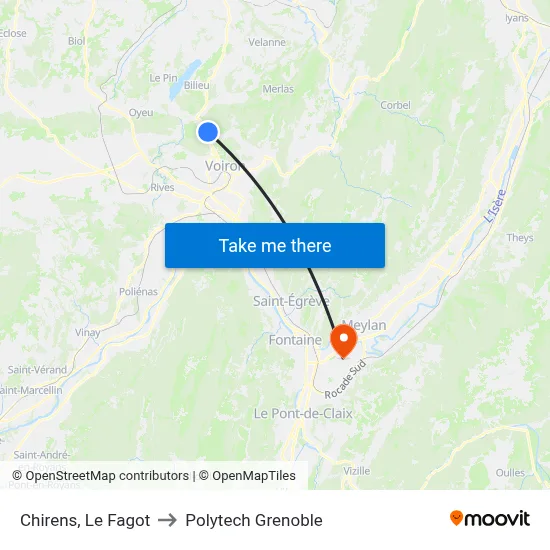 Chirens, Le Fagot to Polytech Grenoble map