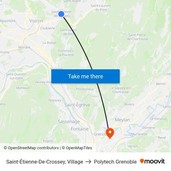 Saint-Étienne-De-Crossey, Village to Polytech Grenoble map