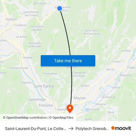 Saint-Laurent-Du-Pont, Le Cotterg to Polytech Grenoble map