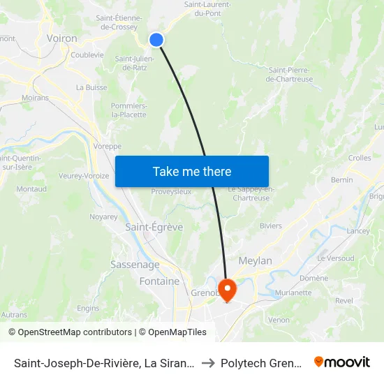 Saint-Joseph-De-Rivière, La Sirandiere to Polytech Grenoble map