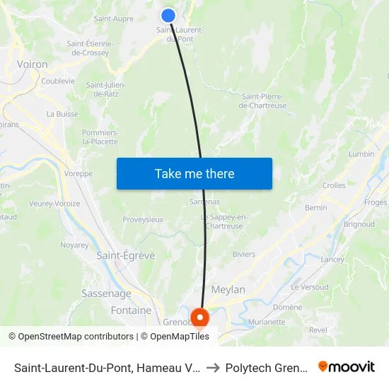 Saint-Laurent-Du-Pont, Hameau Villette to Polytech Grenoble map