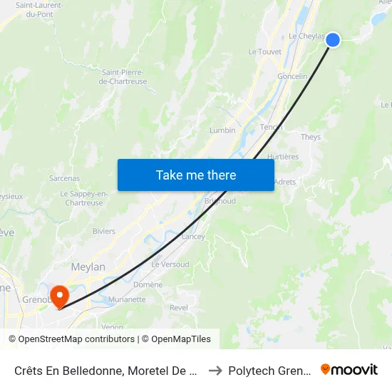 Crêts En Belledonne, Moretel De Mailles to Polytech Grenoble map