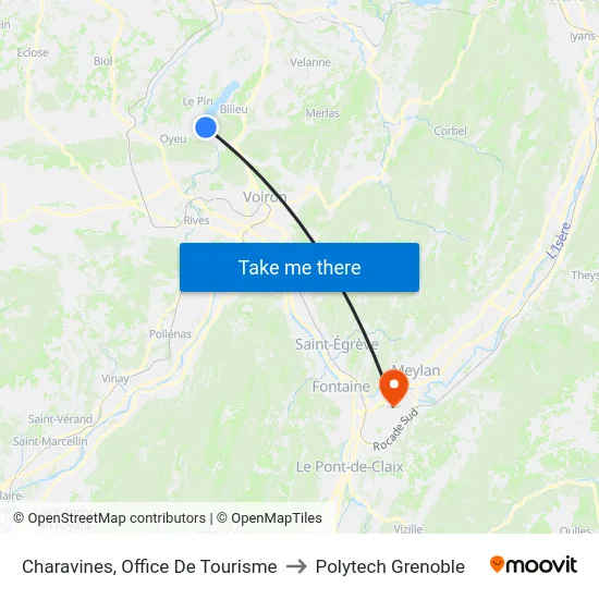 Charavines, Office De Tourisme to Polytech Grenoble map