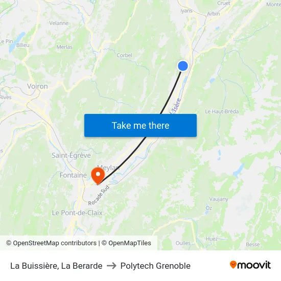 La Buissière, La Berarde to Polytech Grenoble map