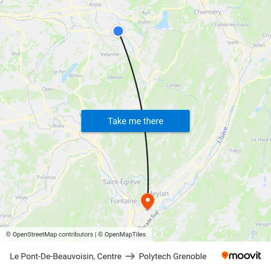 Le Pont-De-Beauvoisin, Centre to Polytech Grenoble map