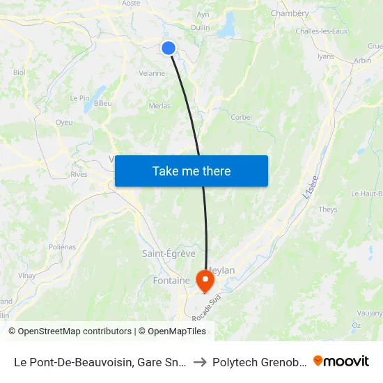 Le Pont-De-Beauvoisin, Gare Sncf to Polytech Grenoble map