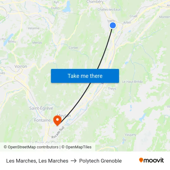 Les Marches, Les Marches to Polytech Grenoble map
