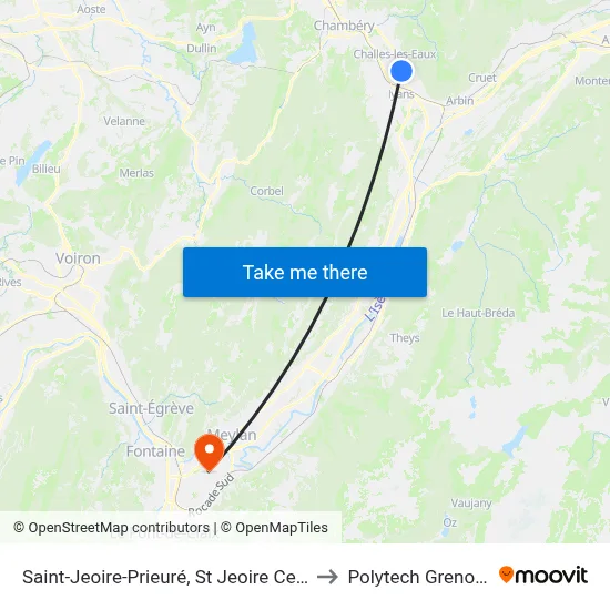 Saint-Jeoire-Prieuré, St Jeoire Centre to Polytech Grenoble map