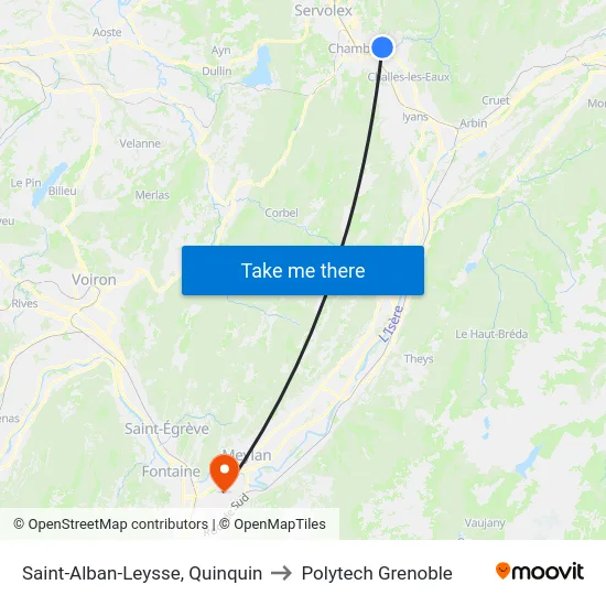 Saint-Alban-Leysse, Quinquin to Polytech Grenoble map