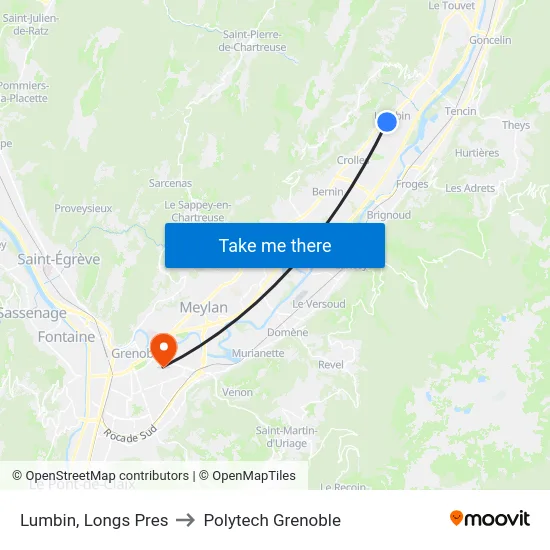 Lumbin, Longs Pres to Polytech Grenoble map